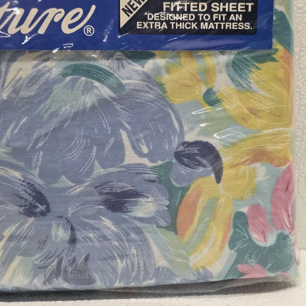 Vintage 90s Signature Pastel Floral 4 Piece Full Bed Set Deep PocketFitted